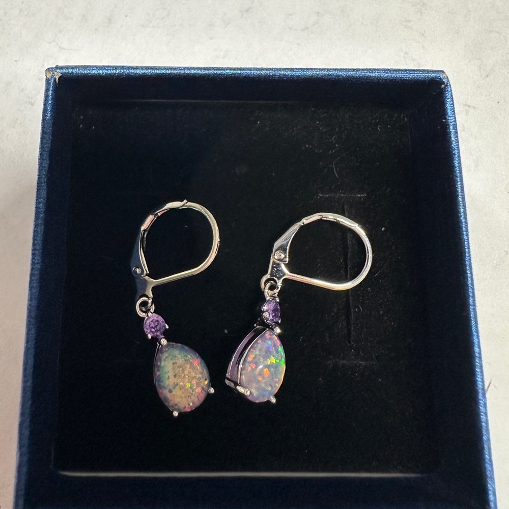Oval Iridescent earrings by Cinily. Drop earrings